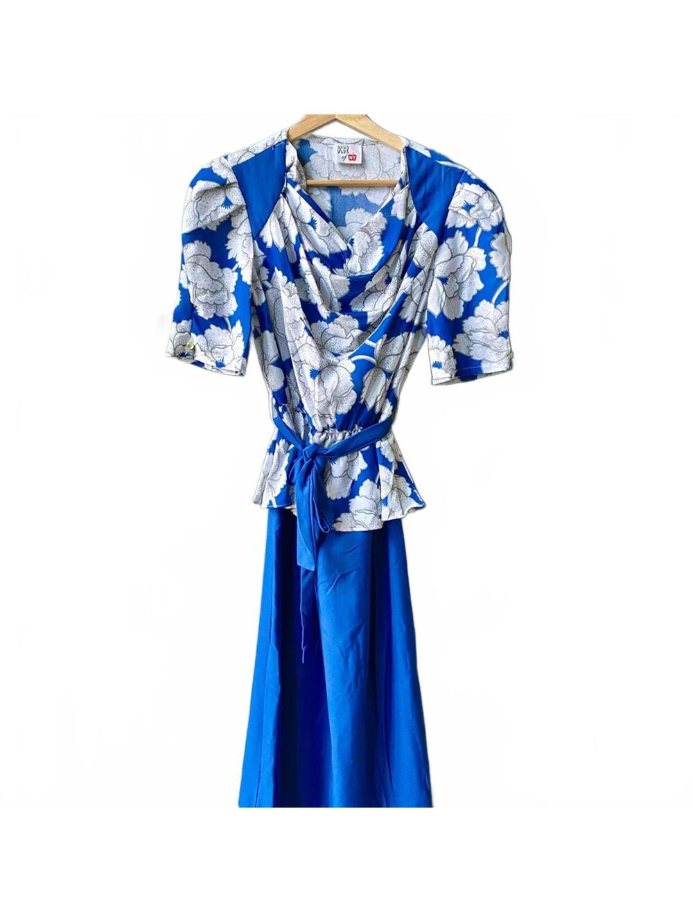 70's 80's Vintage KR of NY Floral Peplum Maxi Dress